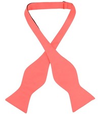 Vesuvio Napoli SELF TIE Bow Tie Solid CORAL PINK Color Mens BowTie