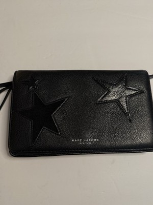 Marc Jacobs The Star Patchwork Leather Snapshot Crossbody Bag in black. 