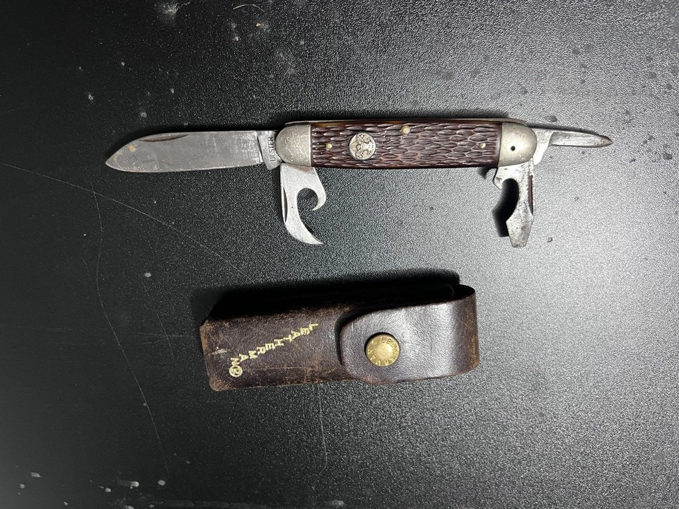 A vintage Ulster USA Boy Scout 4-tool pocket knife — a collectible piece of scouting Americana with genuine nostalgic charm and old-school utility.