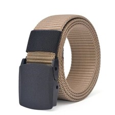 Men's Plastic Cam Buckle Nylon Canvas Tactical Waistband Military Belt beige 