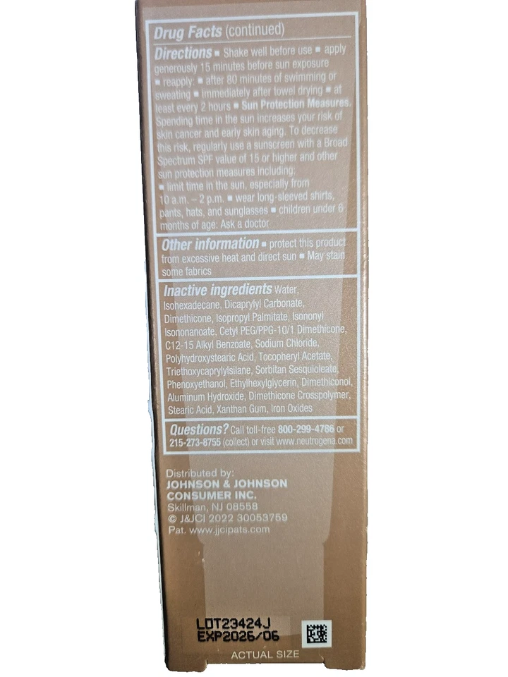 Paquete de 2 Neutrogena Pure Screen + Mineral UV Tinte Líquido Facial FPS 30 Medio 06/26 Foto 2 de 3