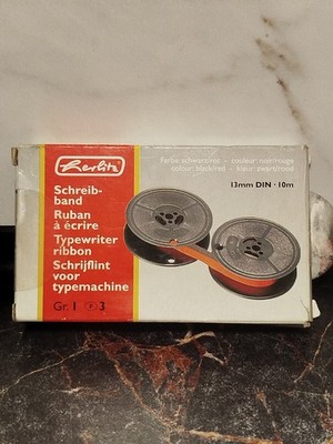 1x HERLITZ GR. 1 Farbband 2 DIN Spulen NYLON Schwarz / Rot 13mm X 10m f Olympia