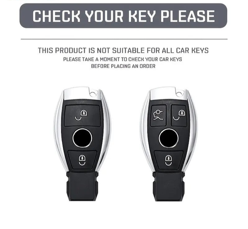 Soft Shell key Case Cover Black + Silver for Mercedes Benz 3 Buttons Fob - Picture 3 of 3