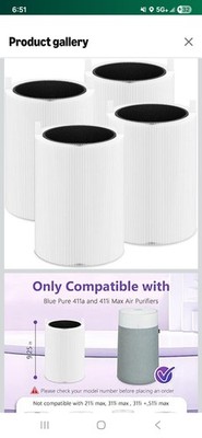 411i Max Replacement Filters Compatible with Blue Pure 411i Max and 411a Max ...