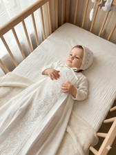 Langes Taufkleid Ecru Kleid Spitze Taufkleid Mädchenkleid 68, 74, 80, 86