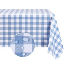 Rectangle Vinyl Tablecloth, 100 Waterproof Buffalo Gingham Plastic Table Clo...