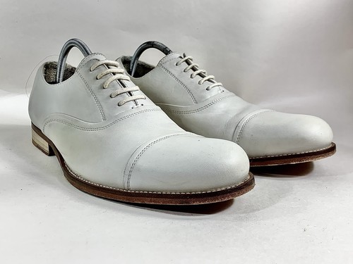 SHOO Men's Shoes Ivory Leather Formal Oxford Lace Up Shoes 40 UK 7 - Picture 1 of 15