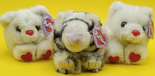 Puffkins Tasha White Tiger 1997 Hugs Bear 1998 Swibco 5" Bean Plush Animal Lot 3
