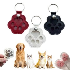 Easyoyo 3 Pcs Pet Paw Shaped Keychain Hair Memorial Wine white black