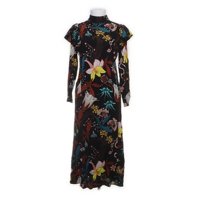 H&M, Kleid, Größe: 34, Schwarz/Mehrfarbig, Viskose, Blumen, Damen #aUU