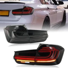 Smoked Red Lines LED Tail Lights For 2013-2018 BMW F30 3 Series Sedan Animation
