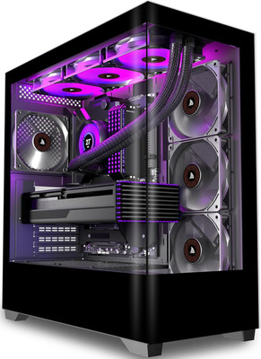 KEDIERS PC Gehäuse Vorinstallierter 4 × 120MM Schwarz Lüfter, ATX Mid Tower PC G