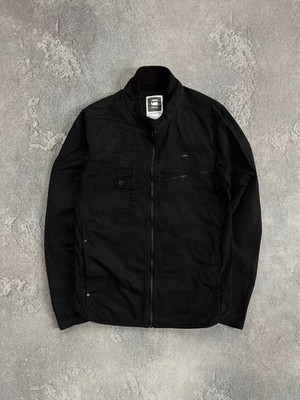 Mens G-Star Raw Jacket Size M Black Hamzer Biker Overshirt Raw Cargo Zip Pockets