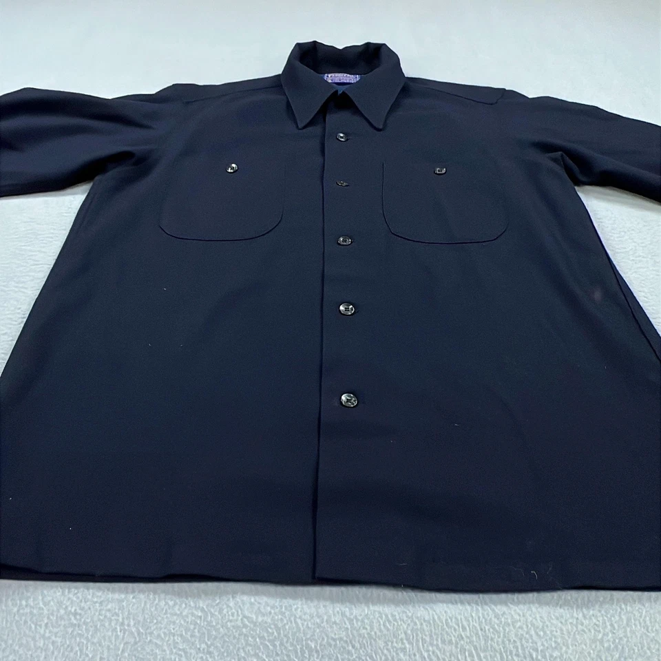 Vintage Pendleton Shirt Men Medium Navy Wool Made USA Workwear 70s Button Up 80s - Image 3 of 4