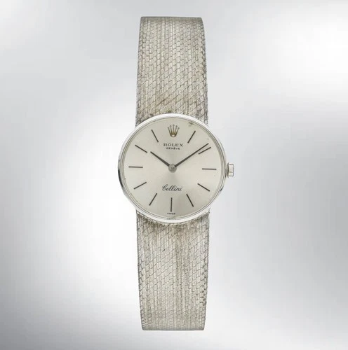 Vintage 1972 Ladies' Rolex Geneve Cellini watch 18K White Gold & Silver Ref.3810