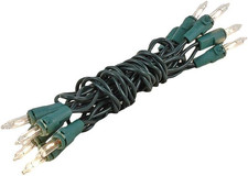 5 Feet 10 Bulb Clear Mini Light String on Green Wire, Non-Connectable Incandesce