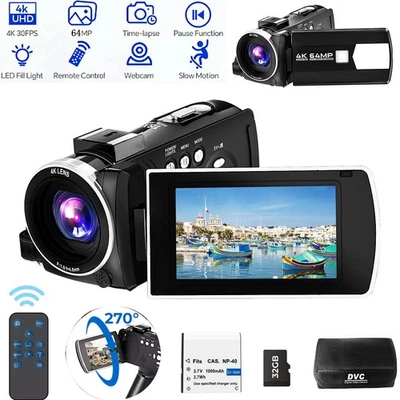 CAMPARK 4K Videokamera 64MP Camcorder 18X Digitalzoom YouTube Vlogging Kamera Geschenk