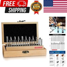 Tungsten Carbide Burr Set Die Grinder Bits 1/8" Shank 20Pcs - Double Cut Rota...