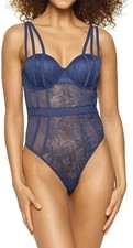 Jezebel by Felina Anika Lace Bodysuit Estate Blue Size Small