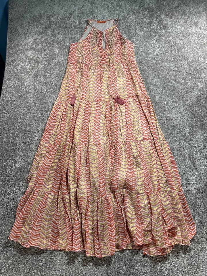 Maxi Vestido Oliphant Largo Borla en Niveles Para Mujer Pequeño Multicolor Algodón Cerradura Foto 2 de 4