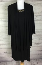 Jessica Howard Women Black Beaded Attached Jacket Evening Cocktail Dress Size 12