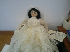 Gorgeous Handmade Cloth Rag Doll Bride Antique Lace Embroidered Face PALMAGIE