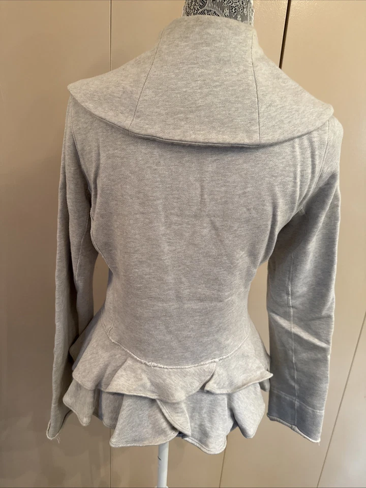 Ralph Lauren Rugby Gris Claro Cuello Grande Volantes Cárdigan Sudadera - M Foto 4 de 4