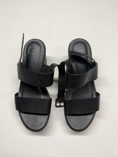 A New Day Black Strappy Wedge Sandals Buckle Synthetic Upper Women