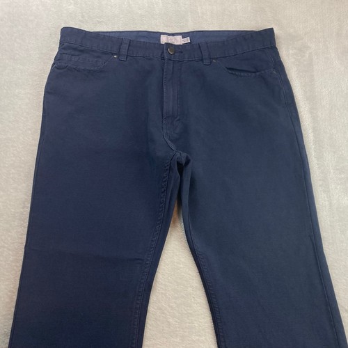 Pantalone uomo lino M&S taglia 38R blu scuro vita leggera 38 gamba 31 pollici - Foto 3 di 10