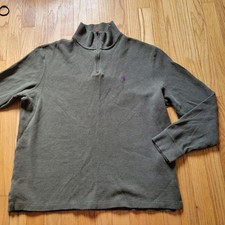 Polo Ralph Lauren Olive Green Mens Large Half-Zip Pullover Sweater