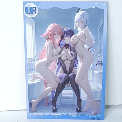 Yae Ningguong Raiden Waifu Card Anime 3 Girl Matchmaker Art Oversized Board A5