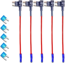5 PCS 12V Car Add-a-Circuit Fuse, with 4 x 15A Inserts, TAP Adapter Mini ATM ATO