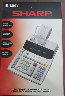 Sharp EL-1801V Portable 12-Digit 2-Color Serial Printing Calculator