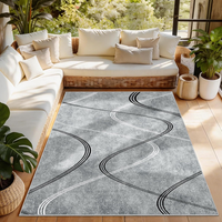 Kurzflor Wohnzimmerteppich 160X230 Cm Rutschfest Grau Modern