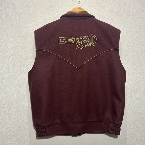 Vintage Schaefer Gold Coast Vest Men XL Red Wrangler National Finals Rodeo USA image 7