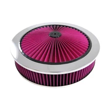 RPC Air Cleaner Assembly R2139; Top Flow Chrome/Red Cotton 14 x 3 in.
