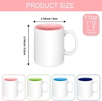 Set of 6 11 oz Mixed Colors Professional Grade Stoneware Mug Sublimation |  eBay