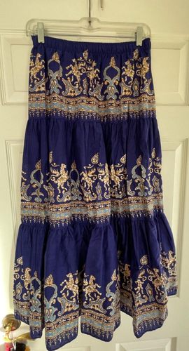 Passport Of Pier 1 Imports Skirt Blue Patterned Skirt Size Medium
