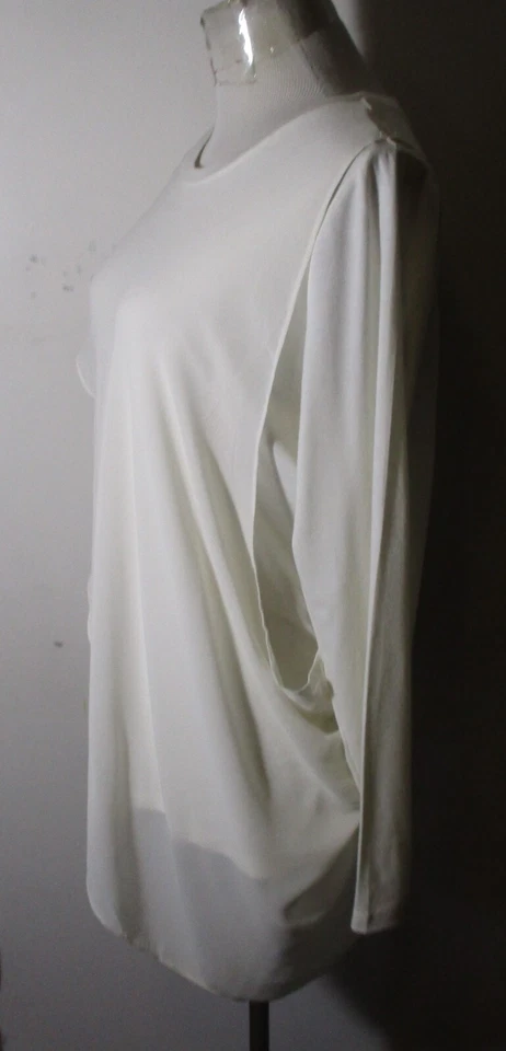 Blusa feminina LISA RINNA branca manga longa em camadas tamanho P - Imagem 4 de 4