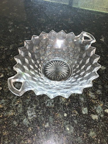 Fostoria American Cubist Round Serving Dish With Hoop Handles  ~ Beautiful