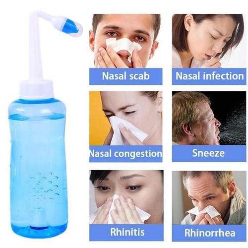 500ML - Nasal Flush Kit Neti Pot Sinus Rinse Nose Wash Bottle Irrigator Sal X9Y1 - Picture 4 of 9