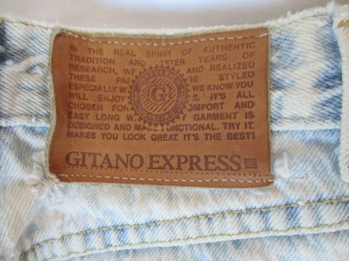 GITANO EXPRESS ACID WASHED DISTRESSED BLUE DENIM JEANS W/ZIPPED LEGS - SIZE 9/10 - Picture 4 of 6