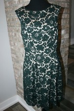 Vince Camuto Womens Green Lace Floral Sleeveless Lined Cocktail Dress SZ 10