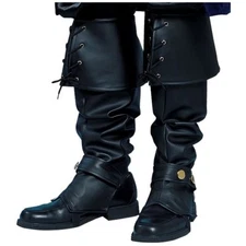 MENS BOOTS SHOES SPATS TOPS COVERS PIRATE COLONIAL RENAISSANCE COSTUME BLACK