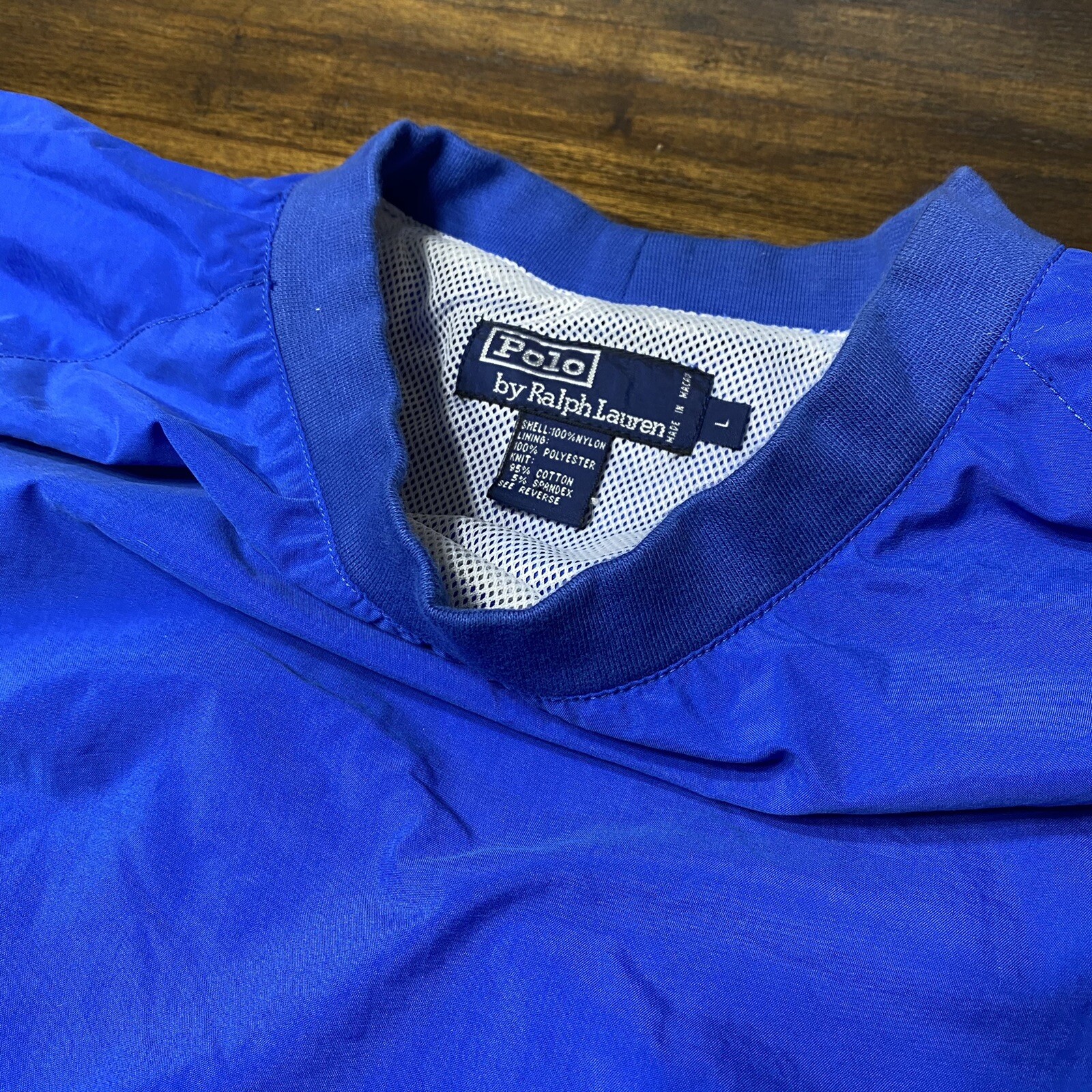 Vintage Polo Ralph Lauren golf pullover windbreaker jacket large blue spell out thumbnail 7