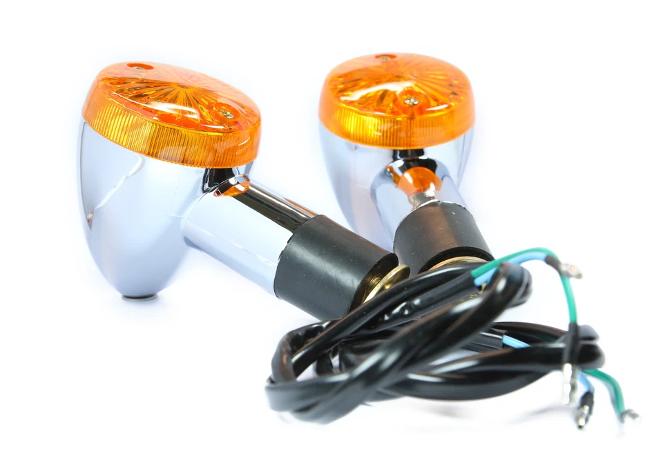 Luz indicadora intermitente señal de giro delantera trasera ámbar cromada motocicletas Foto 2 de 4