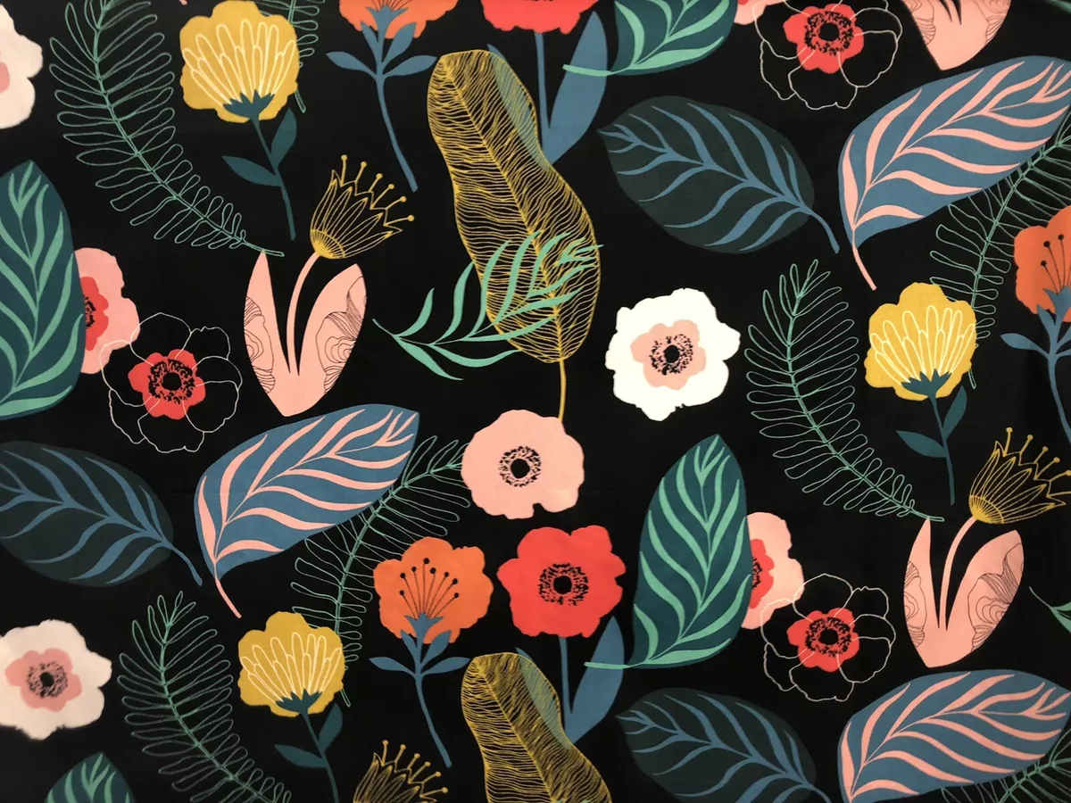 Modern floral curtain fabric deals