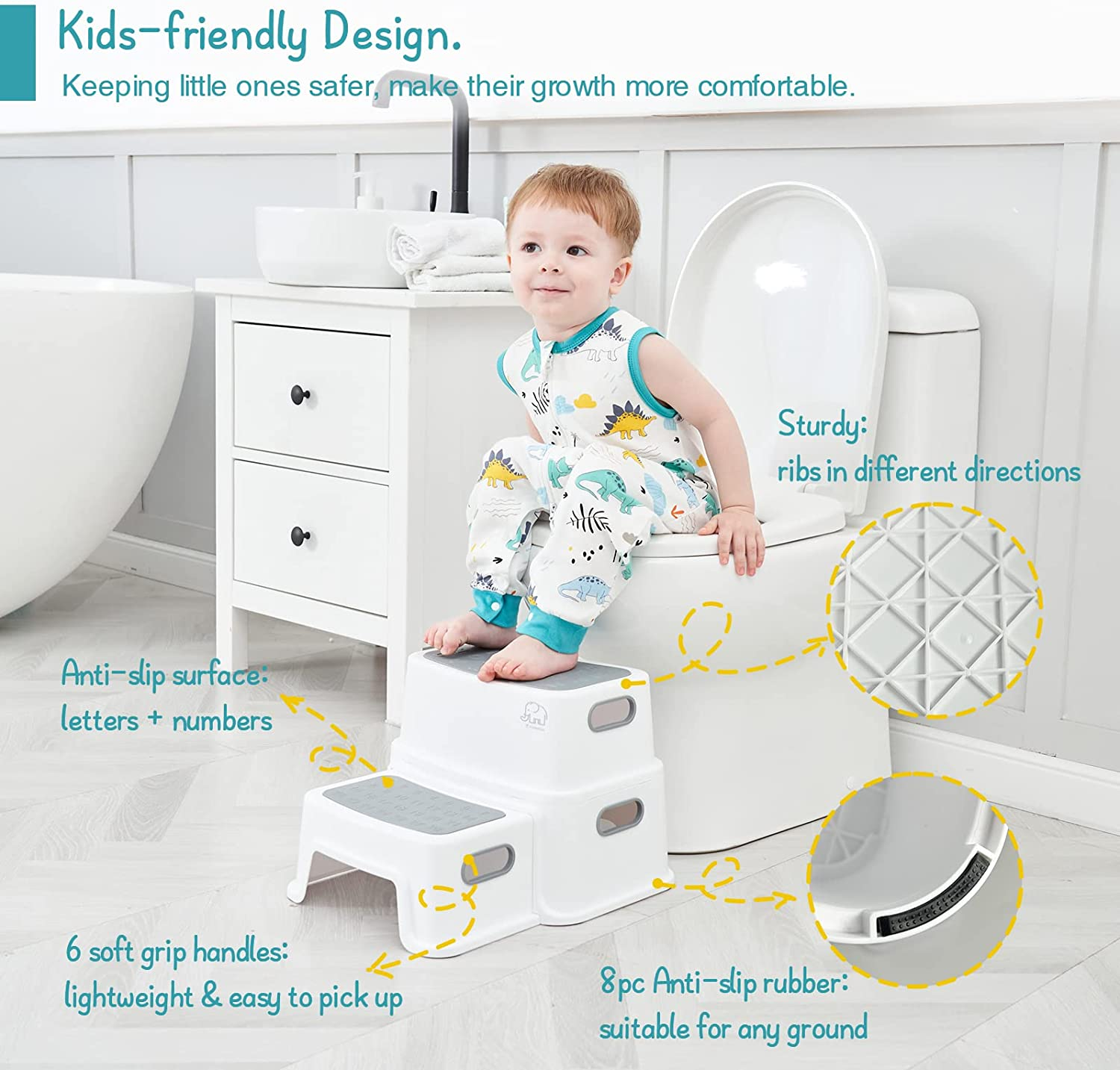 Toddler Step Stool for Bathroom Sink, 2 Step Stool for Kids Toilet