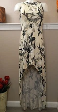 Go Couture Womens Floral Black/ivory Assymetrical dress Size Small