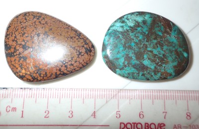 Turquoise Stone Double-sided Free Cabochon 122 Carat 2 pieces 24.4 gram
